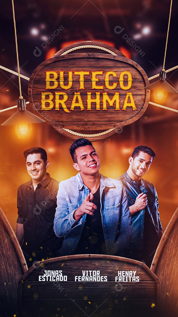 Flyer Show Jonas Esticado Vitor Fernandes e Henry Freitas Story Social Media PSD Editável