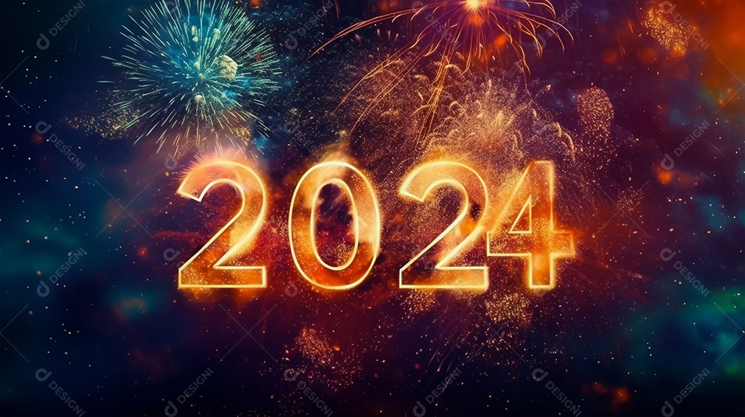 Cenário de celebração com fogos de artifício