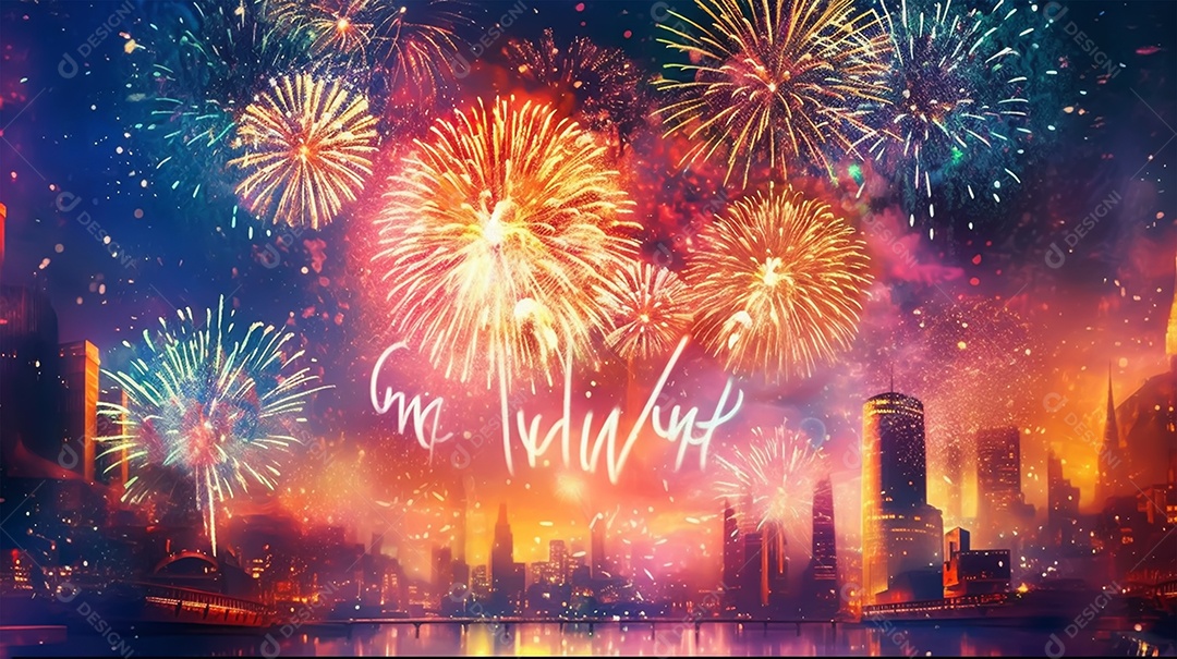 Fundo colorido de fogos de artifício para a virada de ano e o Natal