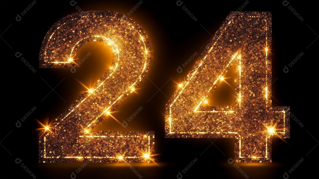 Número 24 com faíscas e fogos de artifício