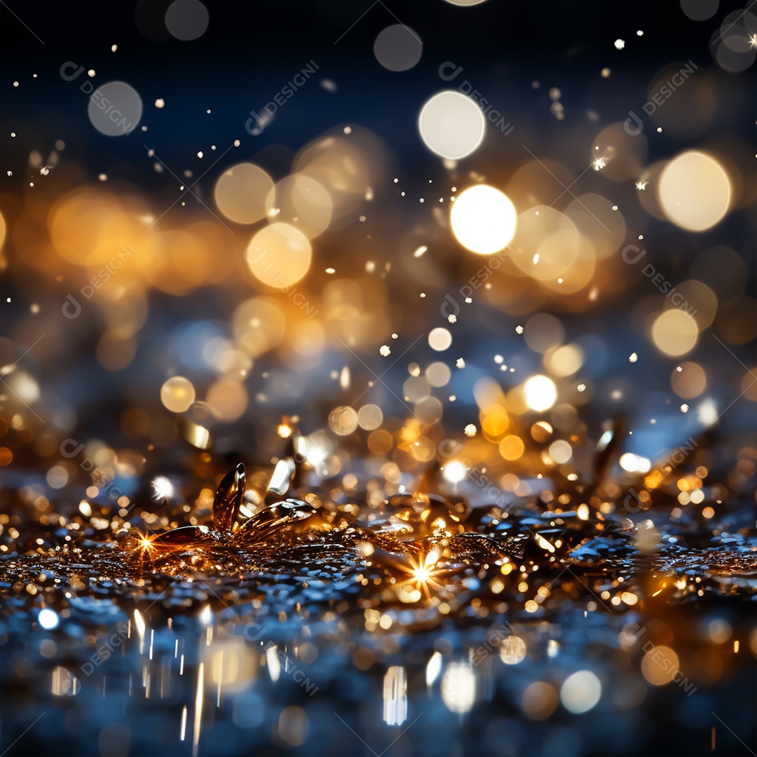 Fundo de celebração com fogos de artifício e confete dourado