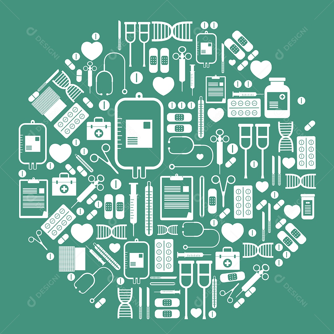 Conjunto de Ícones de Equipamentos Médicos Vetor EPS