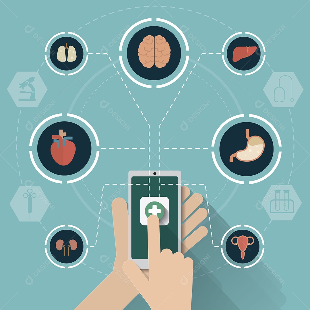 Vetor de Conceito de Ícones de Rede Móvel Médica EPS