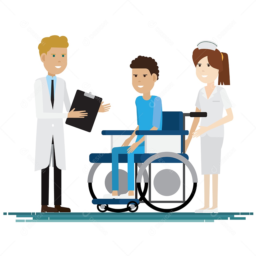 Equipe Médica Com Pacientes Ilustração Vetorial Vetor EPS