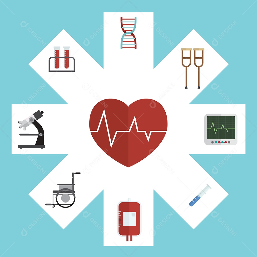 Conjunto de Ícones de Equipamentos Médicos Vetor EPS