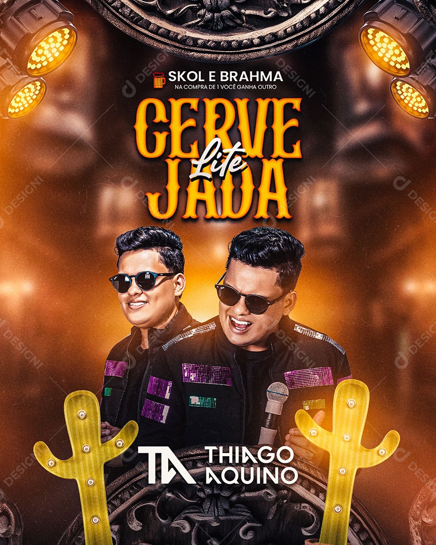 Flyer Show Thiago Aquino Social Media PSD Editável