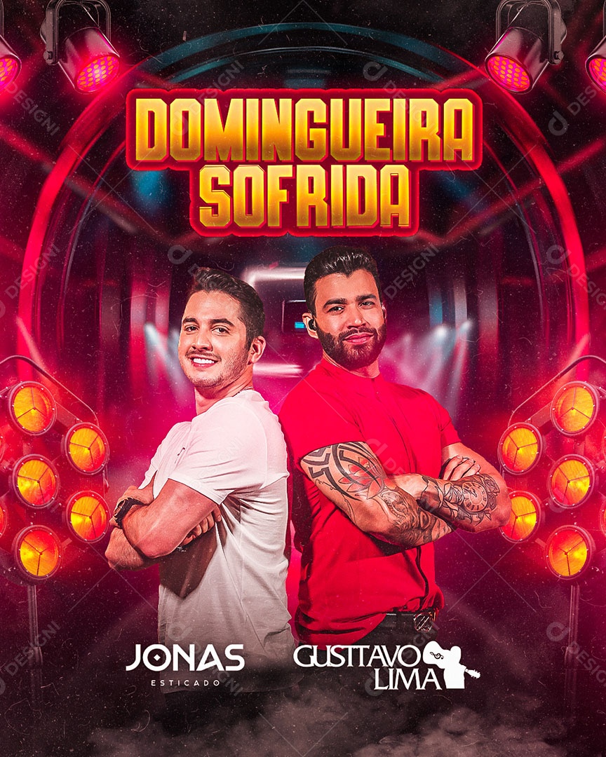 Flyer Domingueira Sofrida Jonas Esticado e Gustavo Lima Social Media PSD Editável