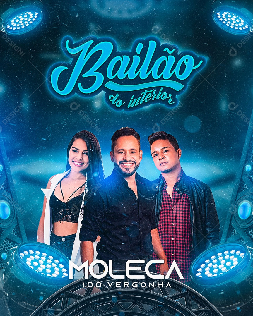 Flyer Bailão do Interior Moleca 100 Vergonha Social Media PSD Editável