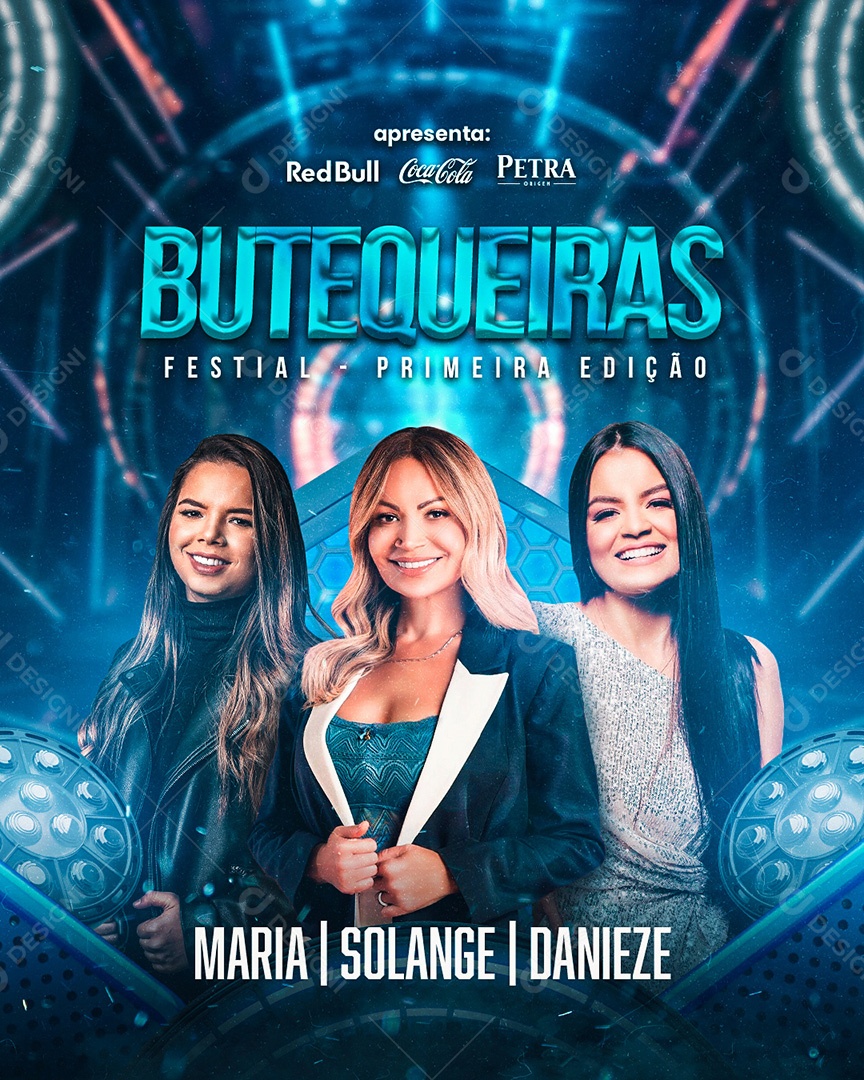 Flyer Show Maria, Solange e Danieze Social Media PSD Editável