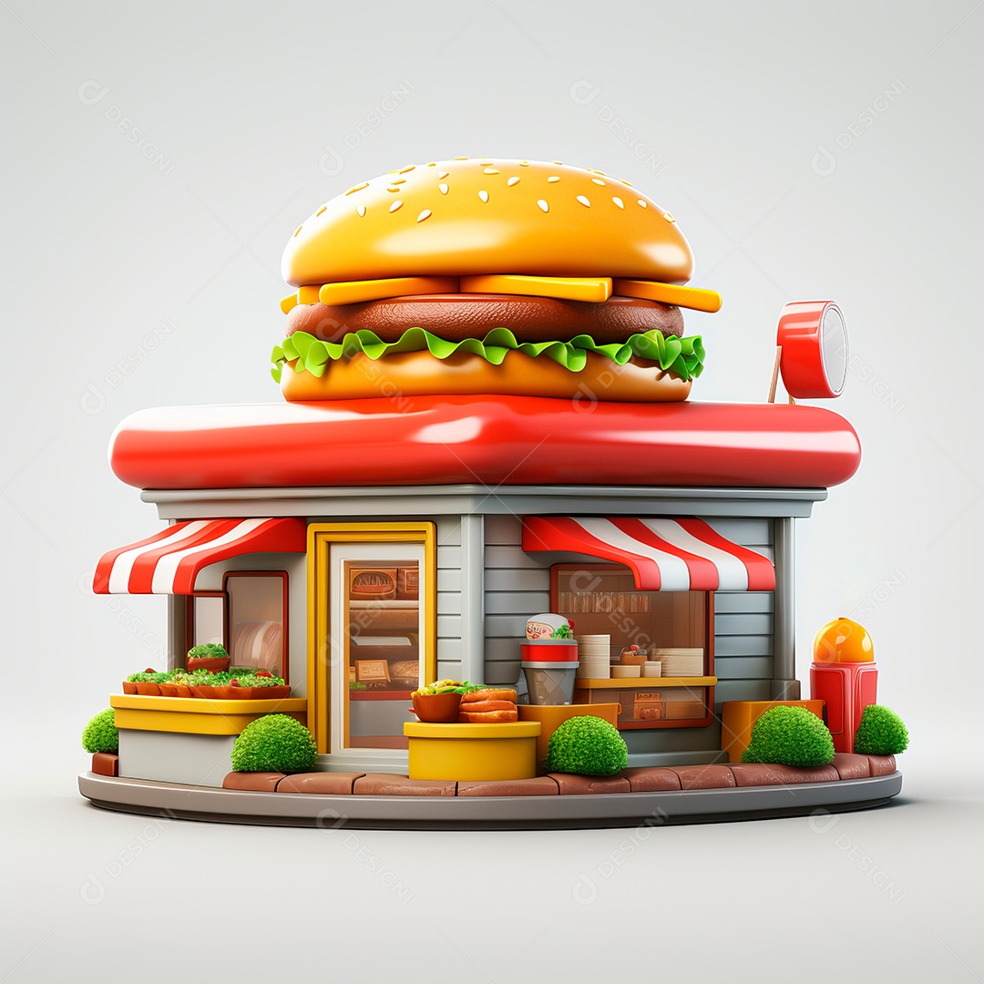 Objeto 3D hamburgueria.