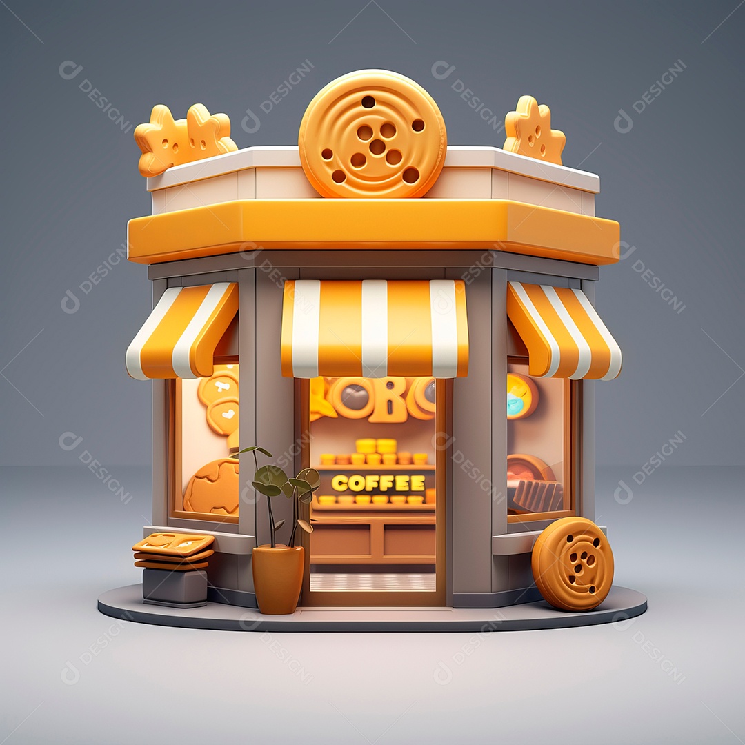 Objeto 3D de lojas de vendas de frutas.