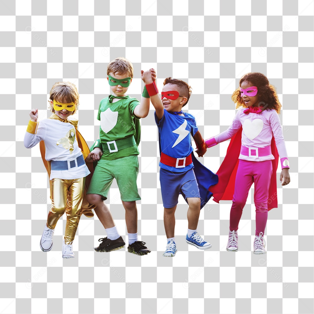 Crianças Vestidas de Super-Heróis PNG Transparente