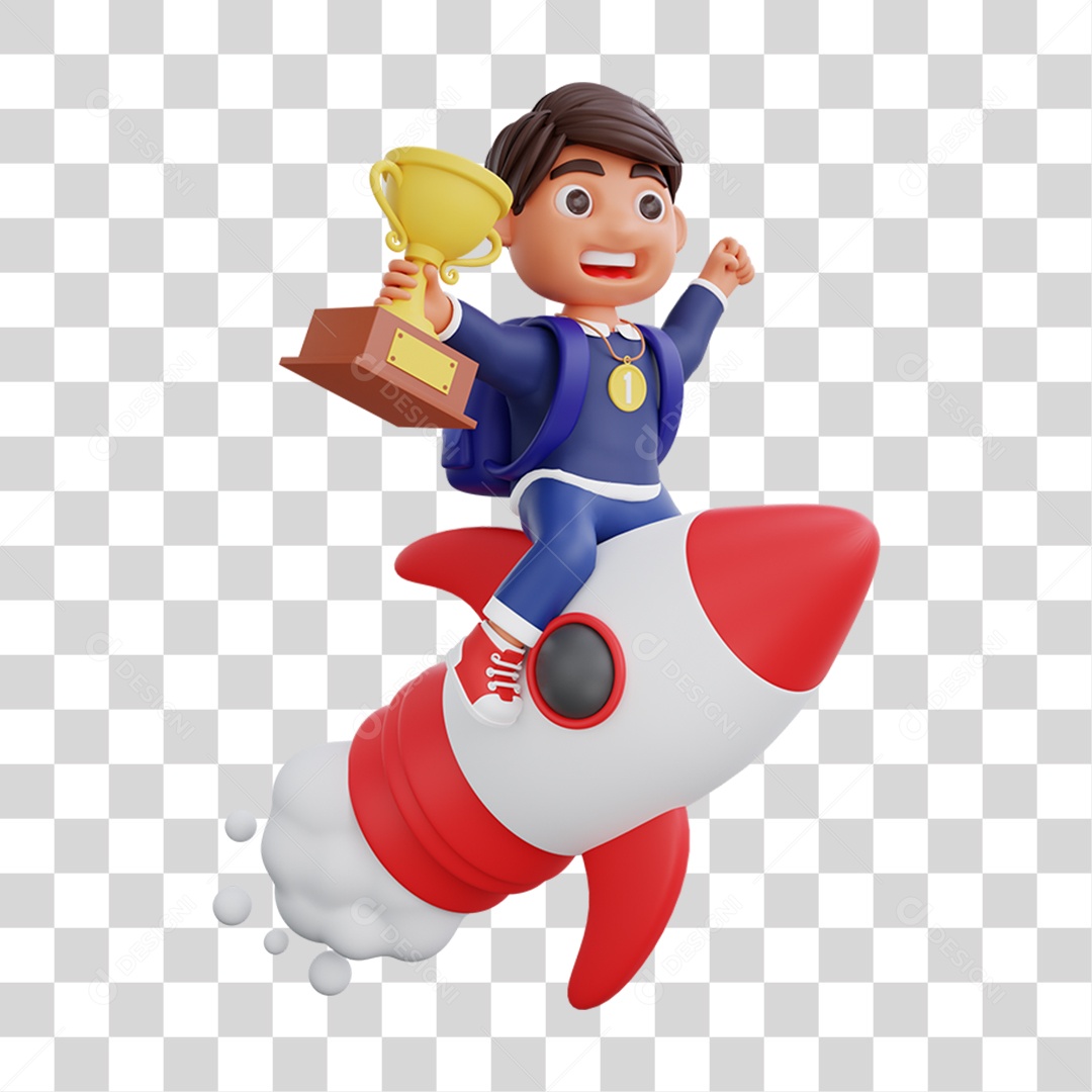 Elemento 3D Personagem da Voltando as Aulas para Composição PNG Transparente