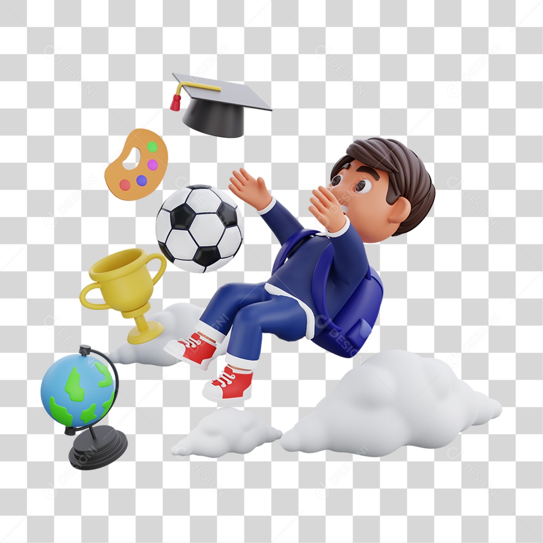 Elemento 3D Personagem da Voltando as Aulas para Composição PNG Transparente