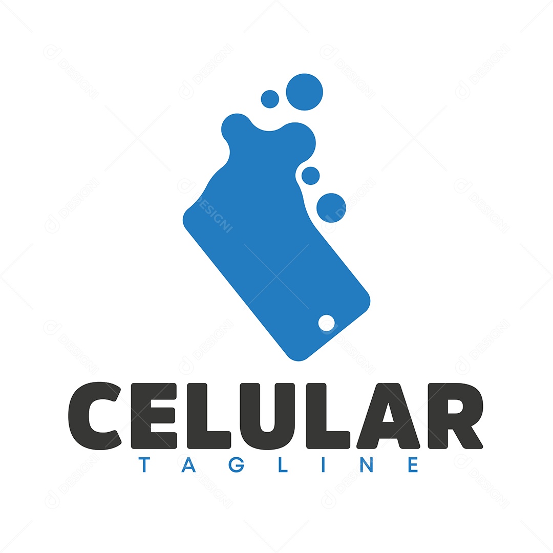 Logo De Celular Smartphone Tagline Azul AI + EPS