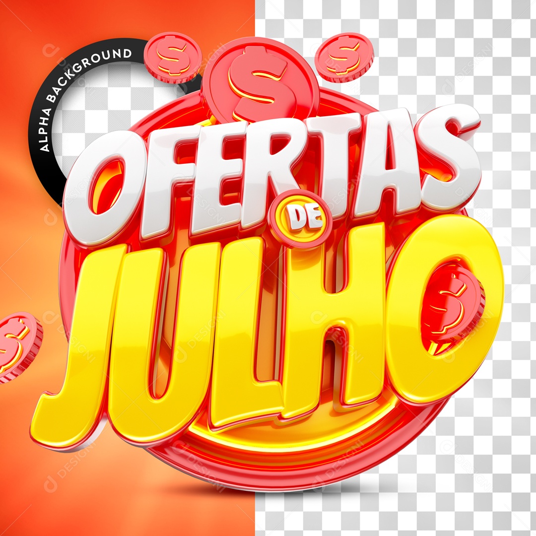 Selo 3D Vermelho Feed Ofertas De Julho Para Composição PSD