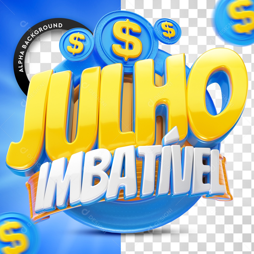 Unbeatable 3D Feed July Blue Stamp for PSD Composition