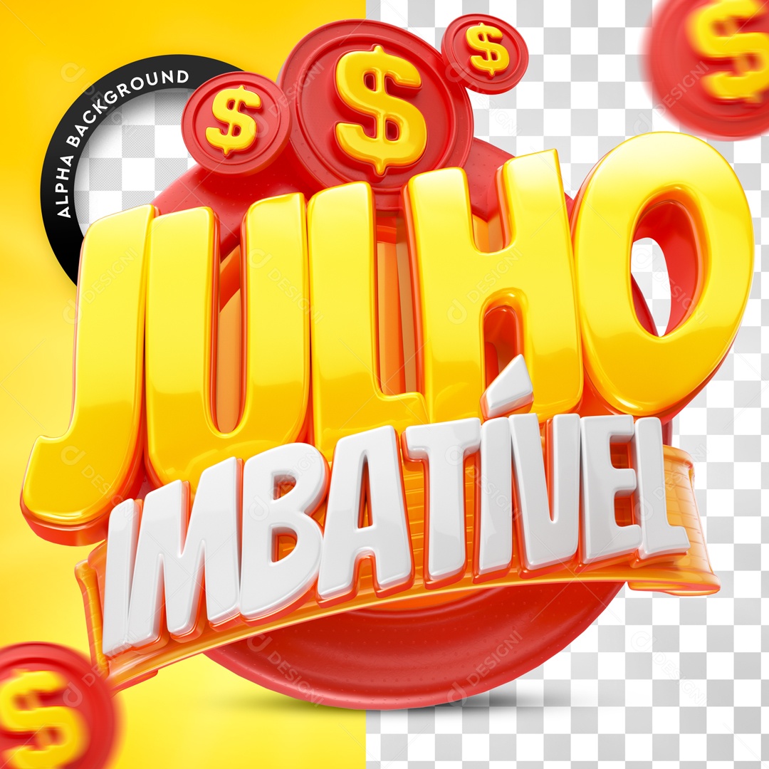 Feed Julho Imbatível Vermelho Selo 3D Para Composição PSD