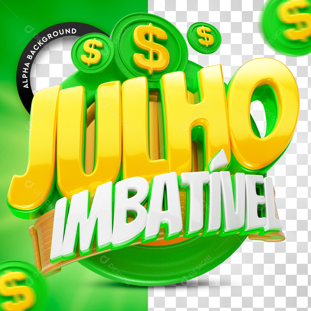 Selo 3D Feed Verde Julho Imbatível Para Composição PSD