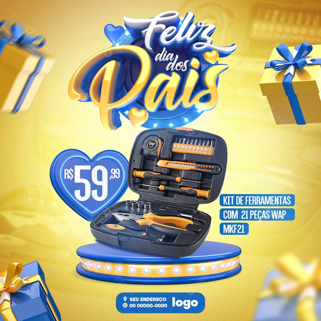 Feliz Dia dos Pais Oferta Social Media PSD Editável