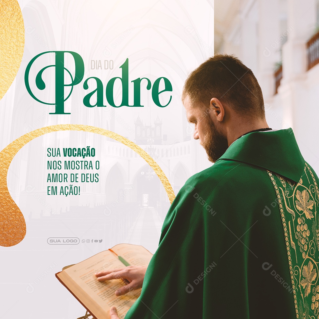 Post Dia do Padre Sua Vocação Nos Mostra o Amor de Deus Social Media PSD Editável