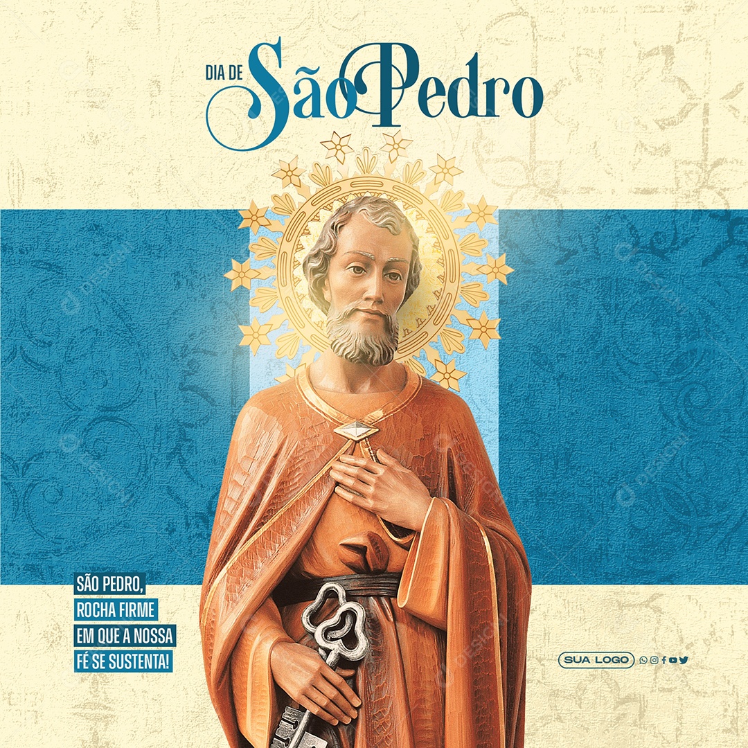 Post Dia de São Pedro Rocha Firme Que Nos Sustenta Social Media PSD Editável