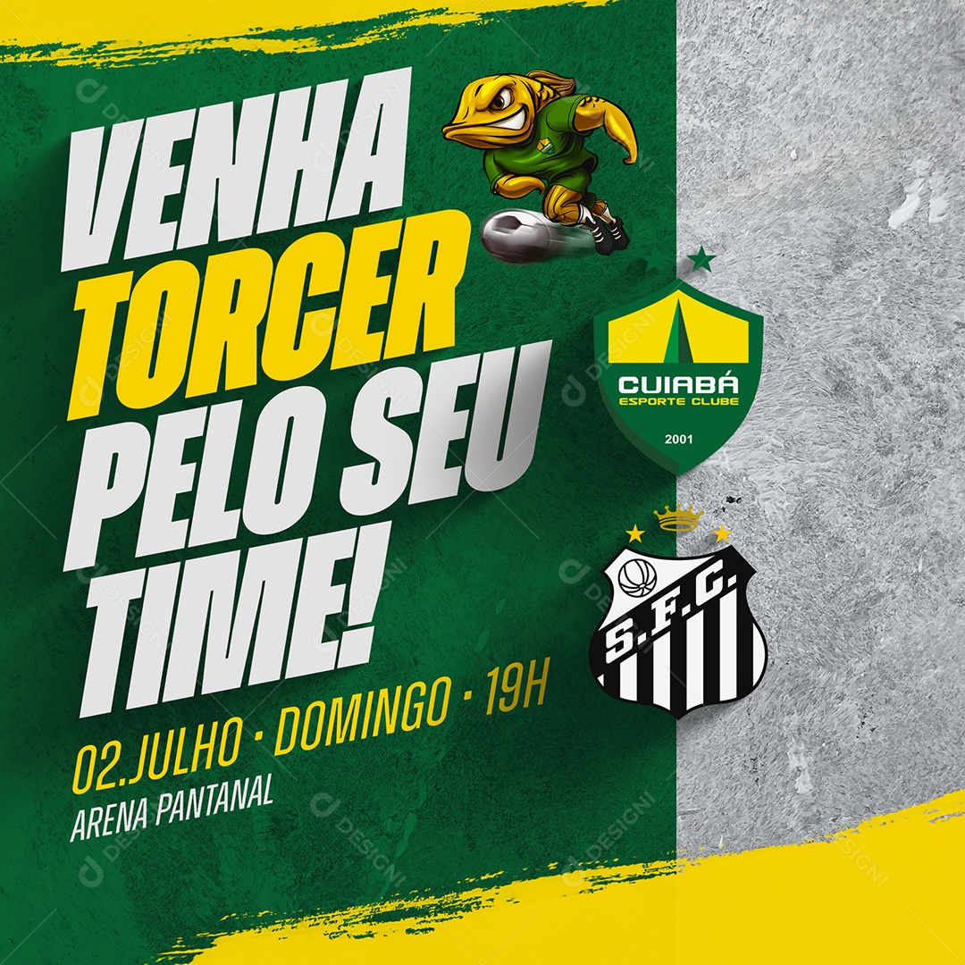 Post Cuiabá x Santos Venha Torcer Pelo Seu Time Social Media PSD Editável
