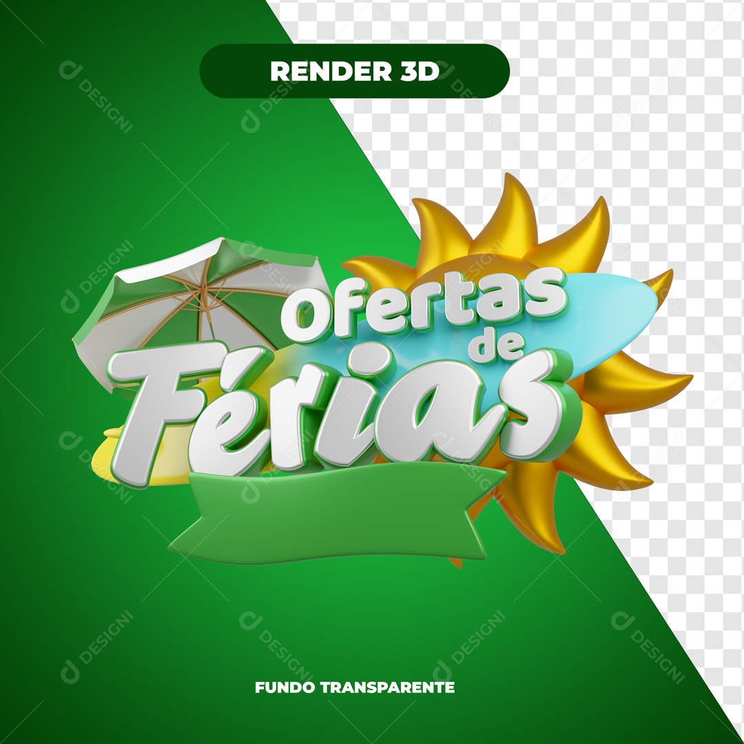 Texto 3D Ofertas de Férias Para Composição PSD