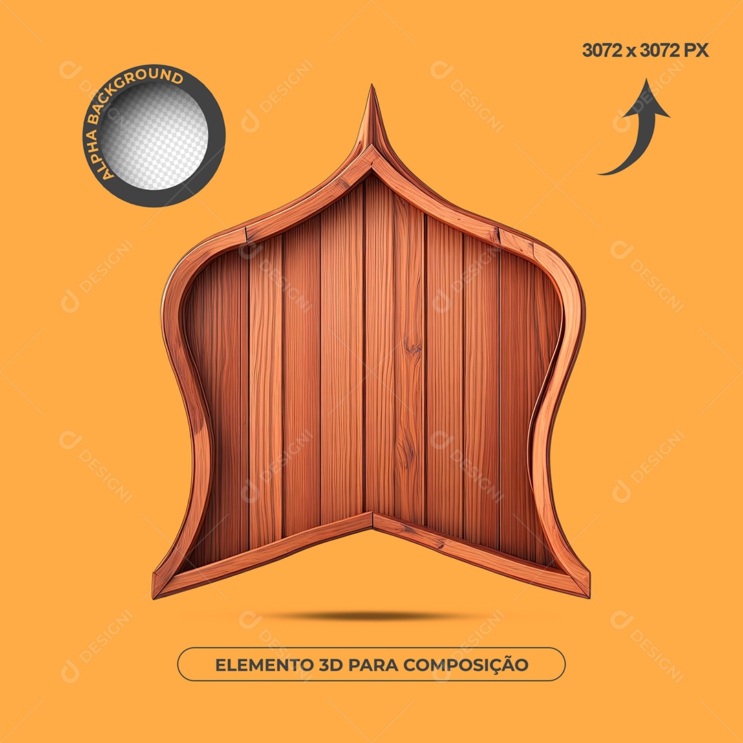 Elemento 3D Moldura De Madeira Para Composição PSD