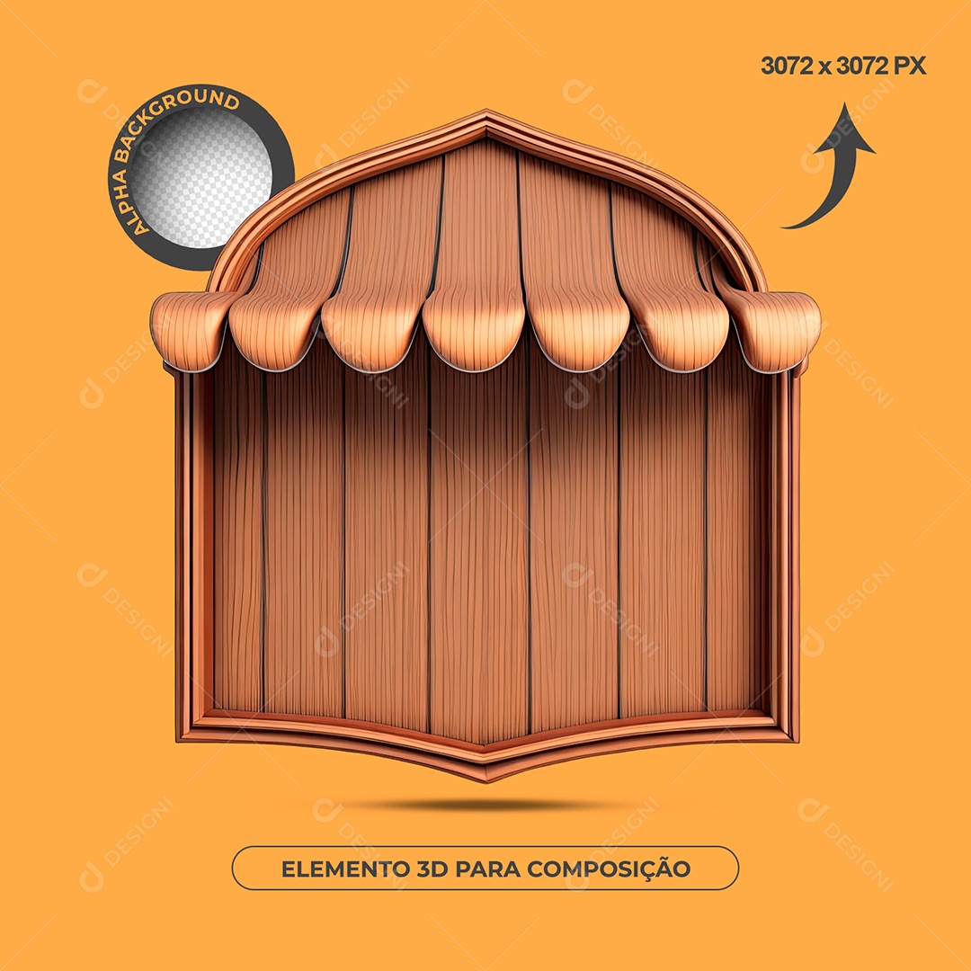 Moldura De Madeira Elemento 3D Para Composição PSD