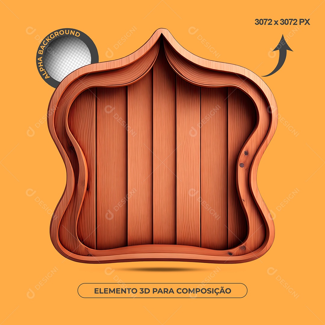 Moldura De Madeira Elemento 3D Para Composição PSD