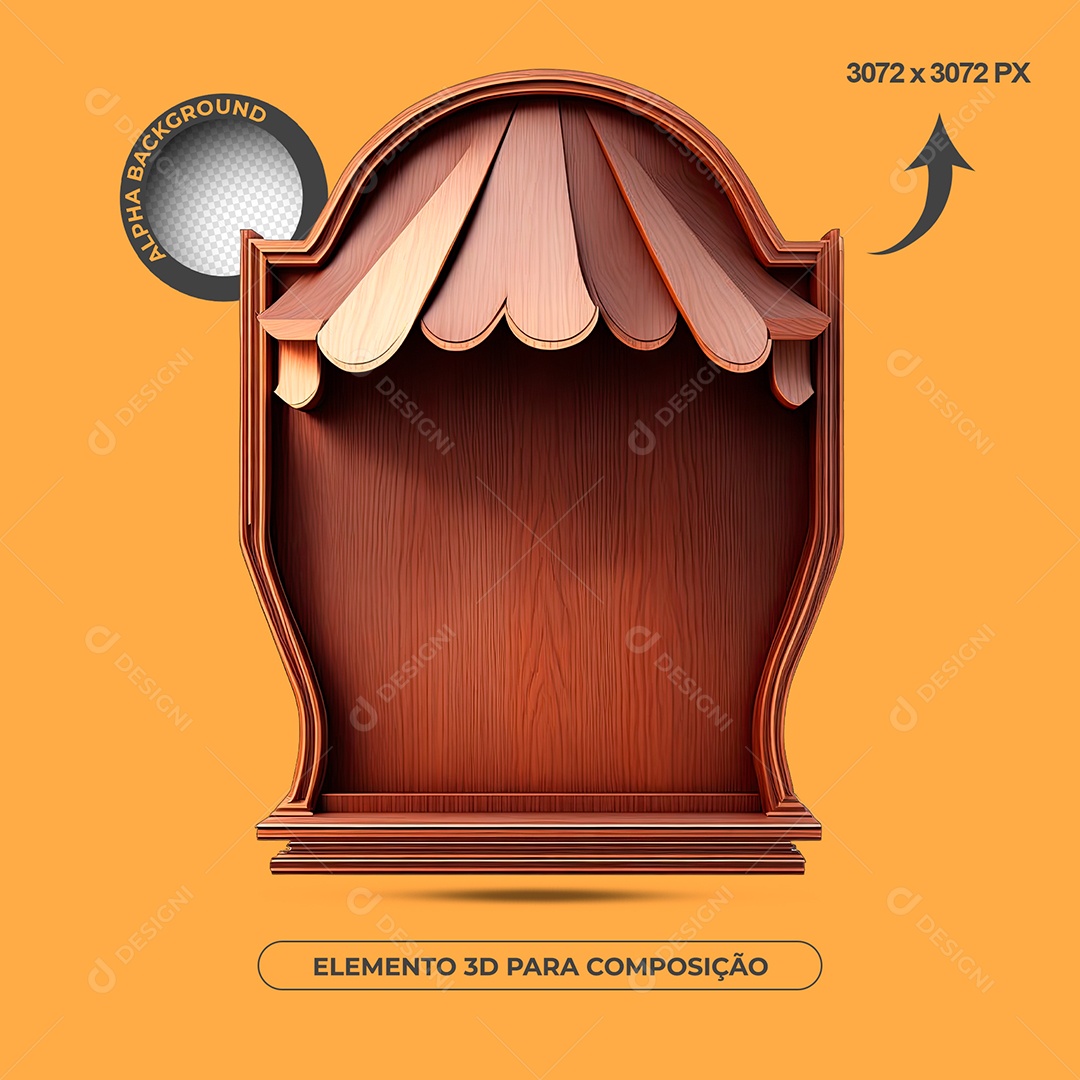 Elemento 3D Moldura De Madeira Para Composição PSD