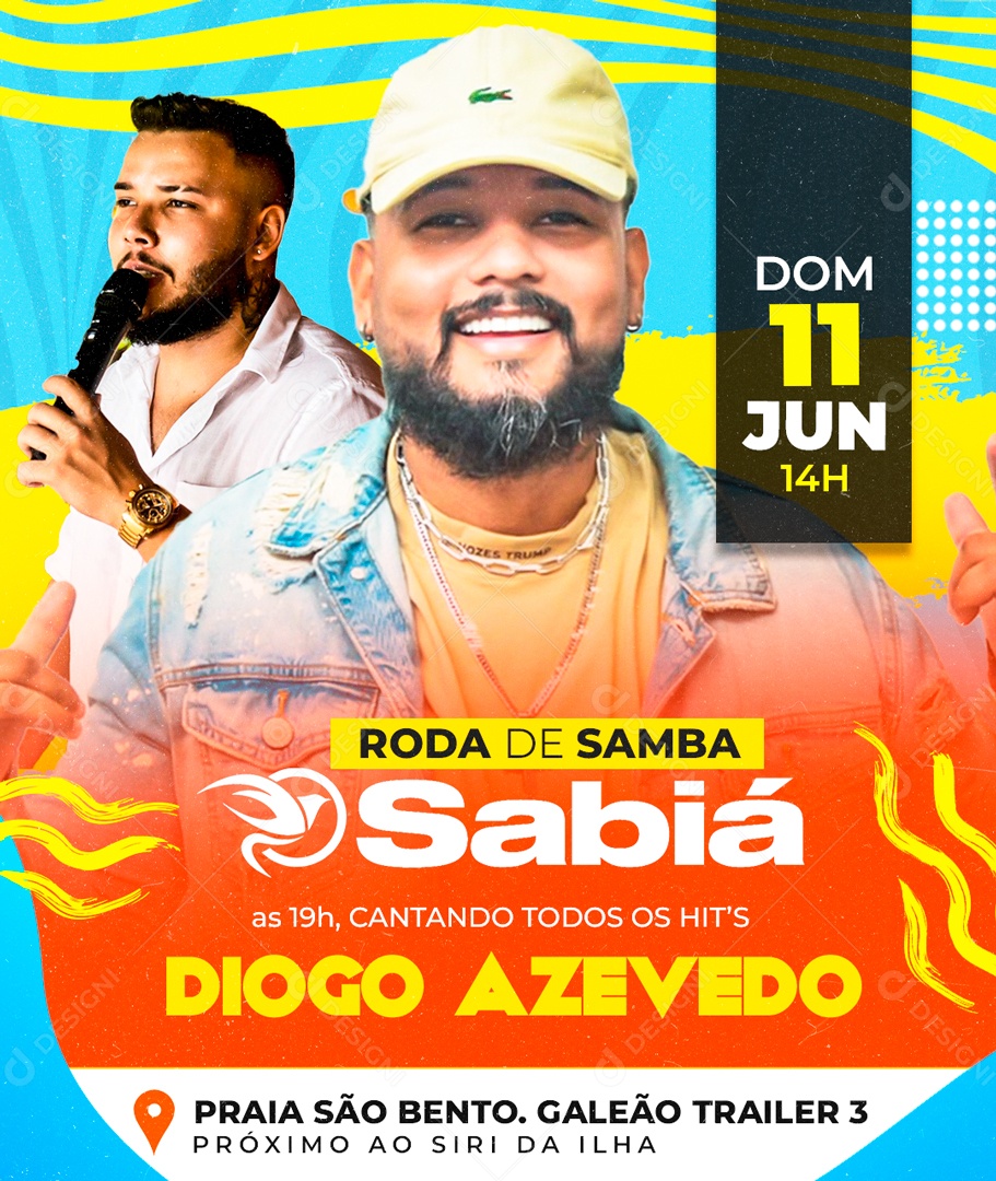 Flyer Roda de Samba do Sabiá Social Media PSD Editável