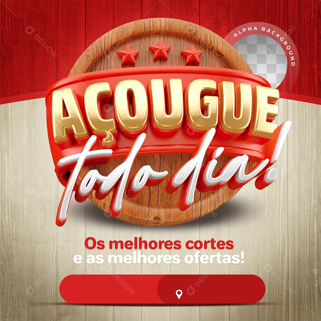 Açougue Todo Dia Selo 3D Para Composição PSD