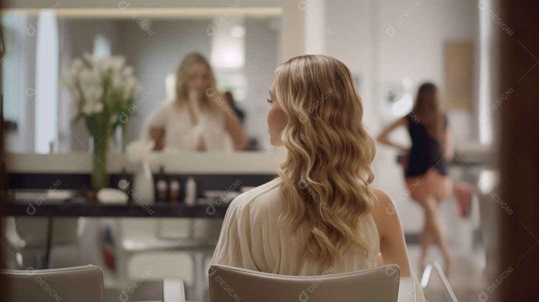 Detalhes da mulher sentada no salão de beleza