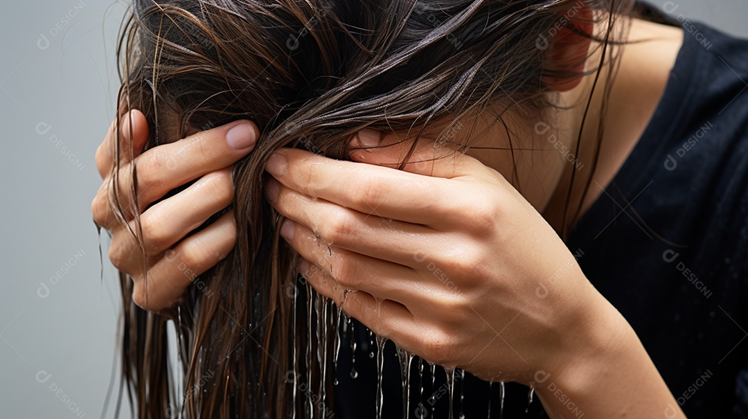 Mulher de cabelo liso no salão de beleza