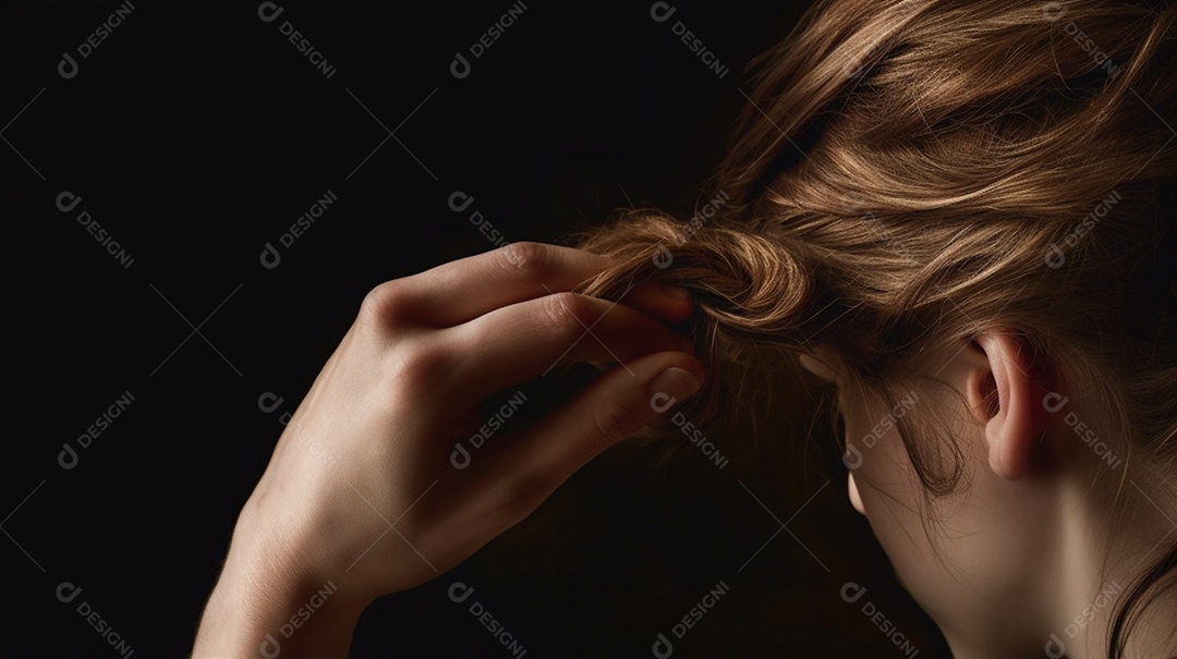 Mulher sentada na cadeira do salão de beleza