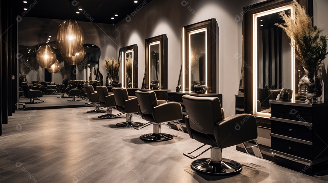 Detalhes das poltronas do salão de beleza