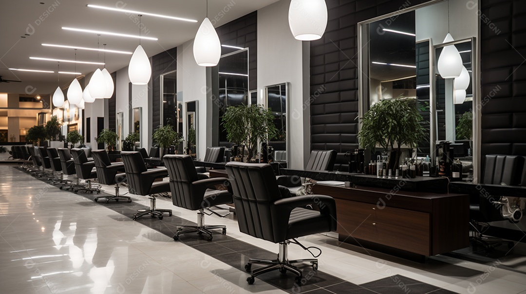 Detalhes das poltronas do salão de beleza