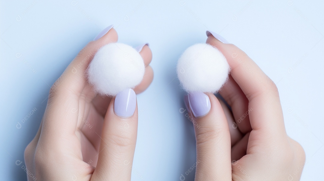 Mulher segurando duas bolas de algodão