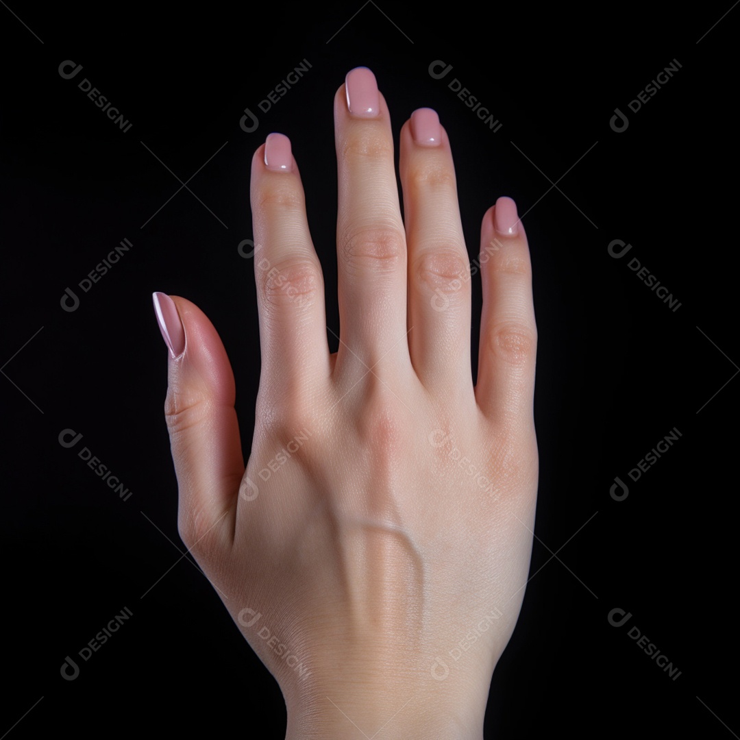 Detalhes da unha pintada e decorada da mulher