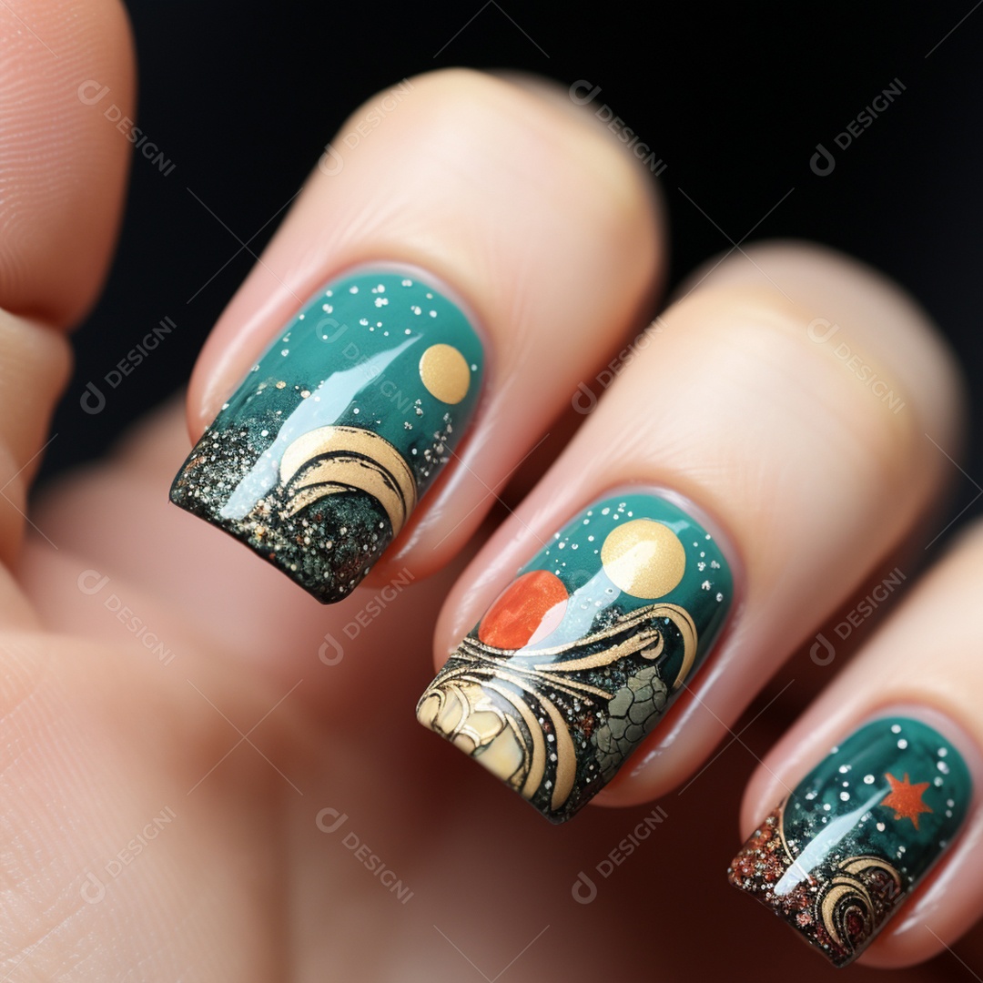 Detalhes de unhas pintadas da mulher