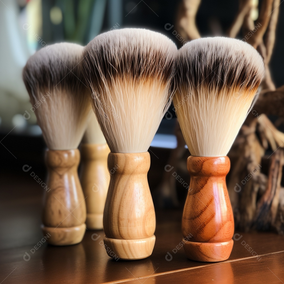 Detalhes pincéis de maquiagens