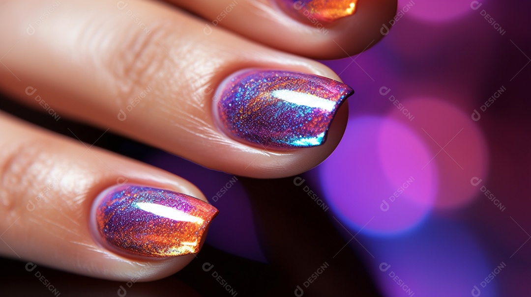 Detalhes da unha pintada da mulher