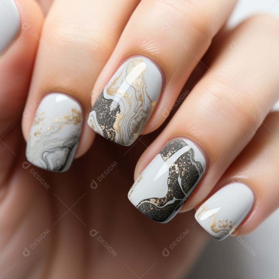 Detalhes da unha pintada da mulher