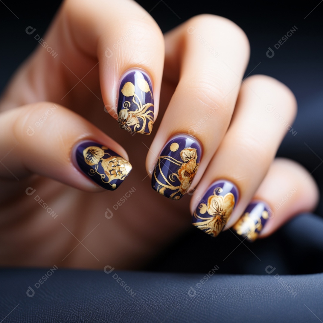 Detalhes da unha pintada da mulher