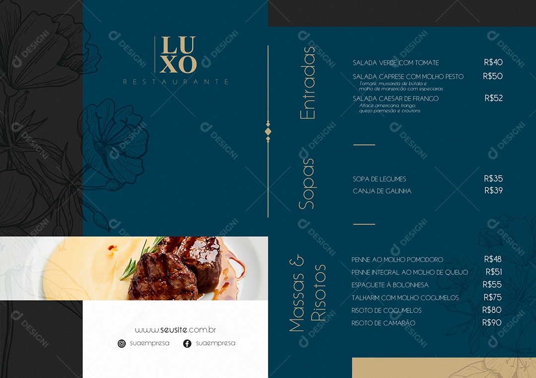 Modelo De Cardápio Luxo Restaurante Classe-A PSD Editável