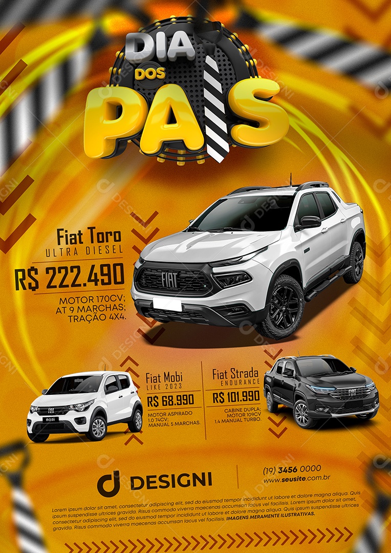 Dia Dos Pais Anúncio Publicitário Concessionária Fiat Toro Social Media PSD Editável