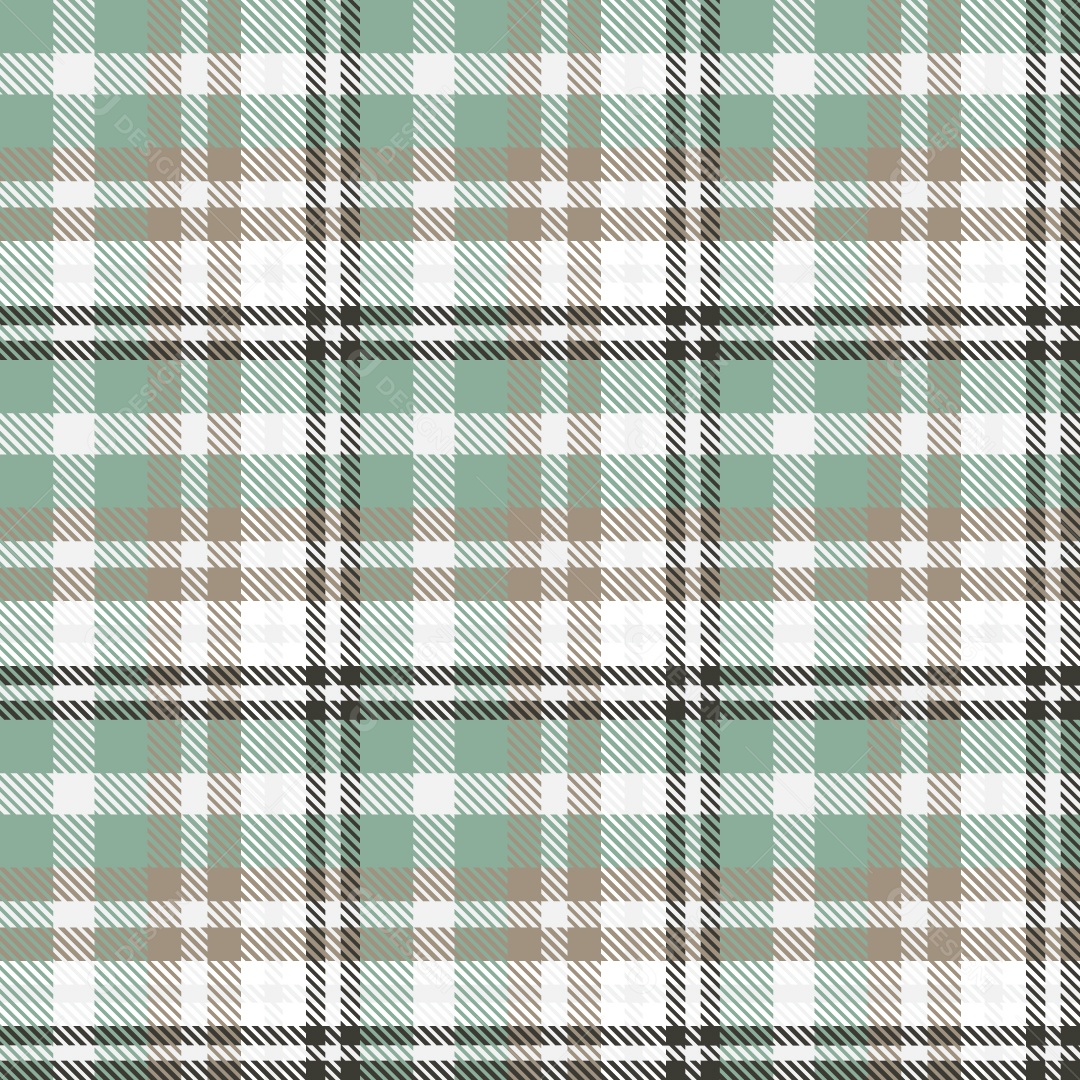 Padrão Xadrez Textura Vetorial Verde Branco e Marrom Vetor EPS