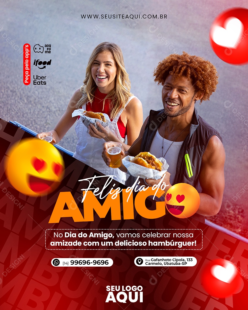 Social Media Feliz Dia Do Amigo Vamos Celebrar Nossa Amizade PSD Editável